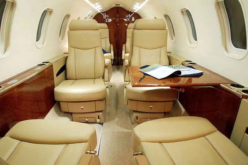 Cabin interior of a 2003 Lear 45XR.