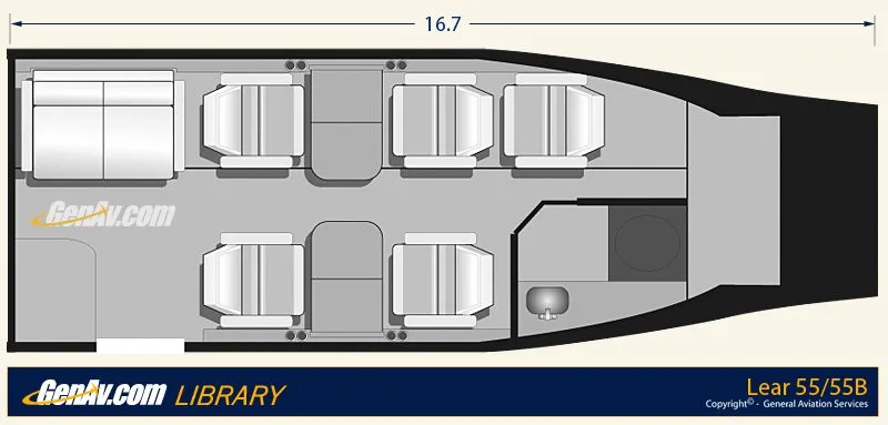 Specification or layout diagram for a 1981 Lear 55.