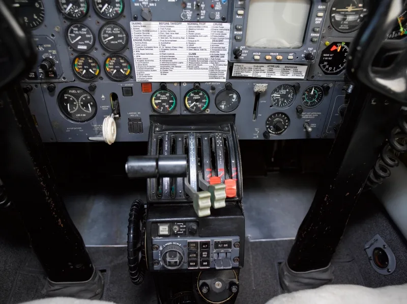 Cockpit and instrument panel of a 1981 Piper Cheyenne III.