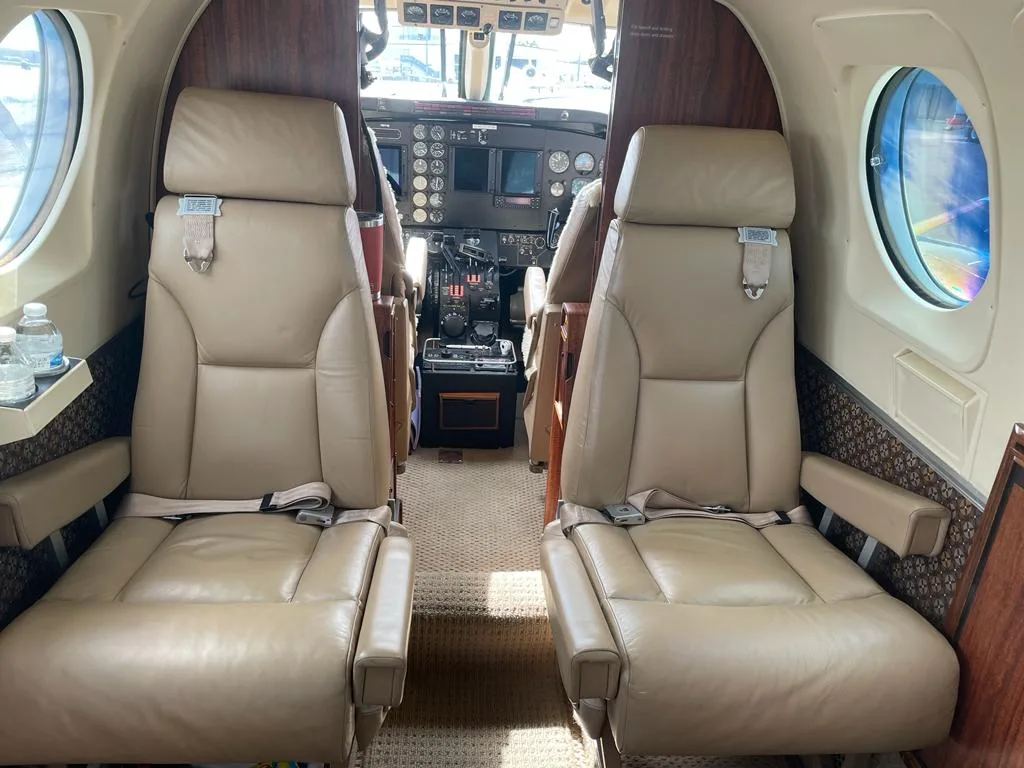Cabin interior of a 1990 Beechcraft King Air C90-A.