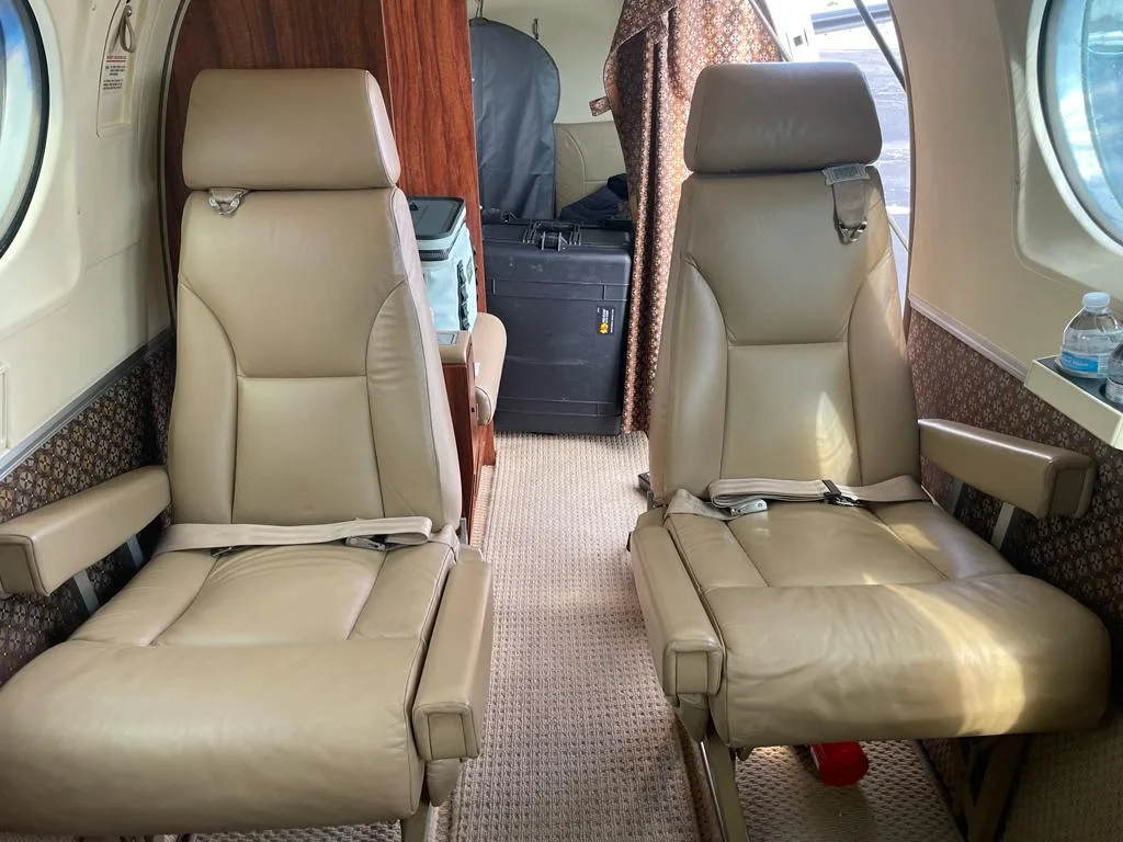 Cabin interior of a 1990 Beechcraft King Air C90-A.