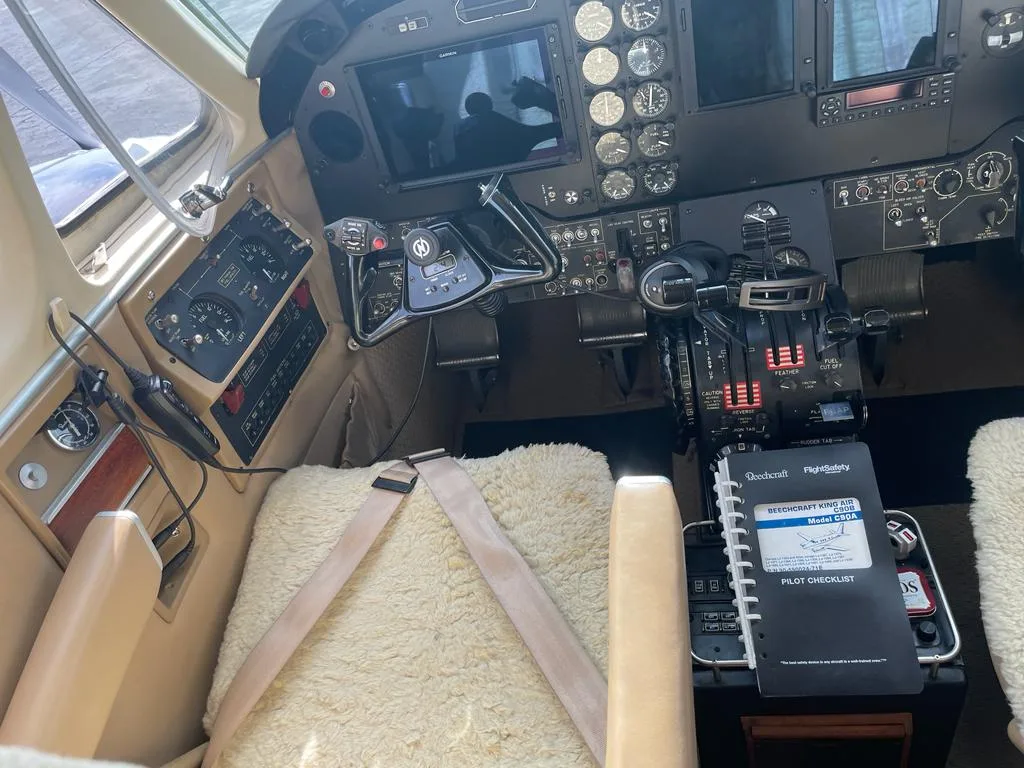 Cabin interior of a 1990 Beechcraft King Air C90-A.