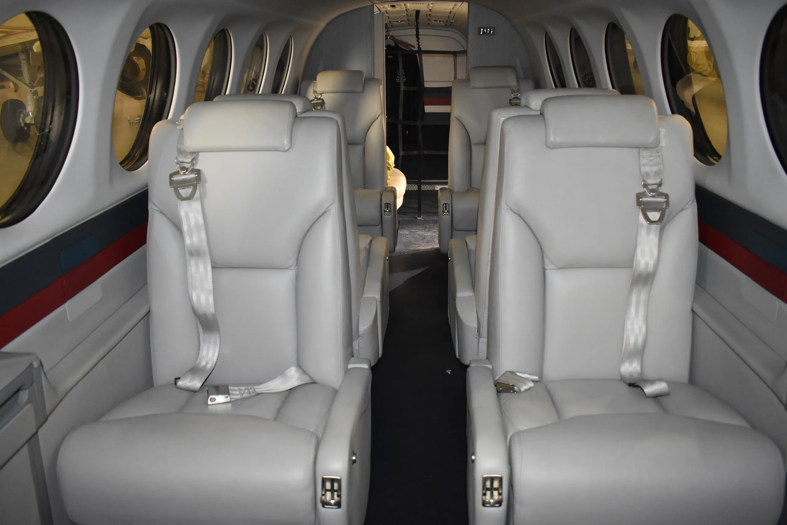 Cabin interior of a 1999 Beechcraft King Air 350.