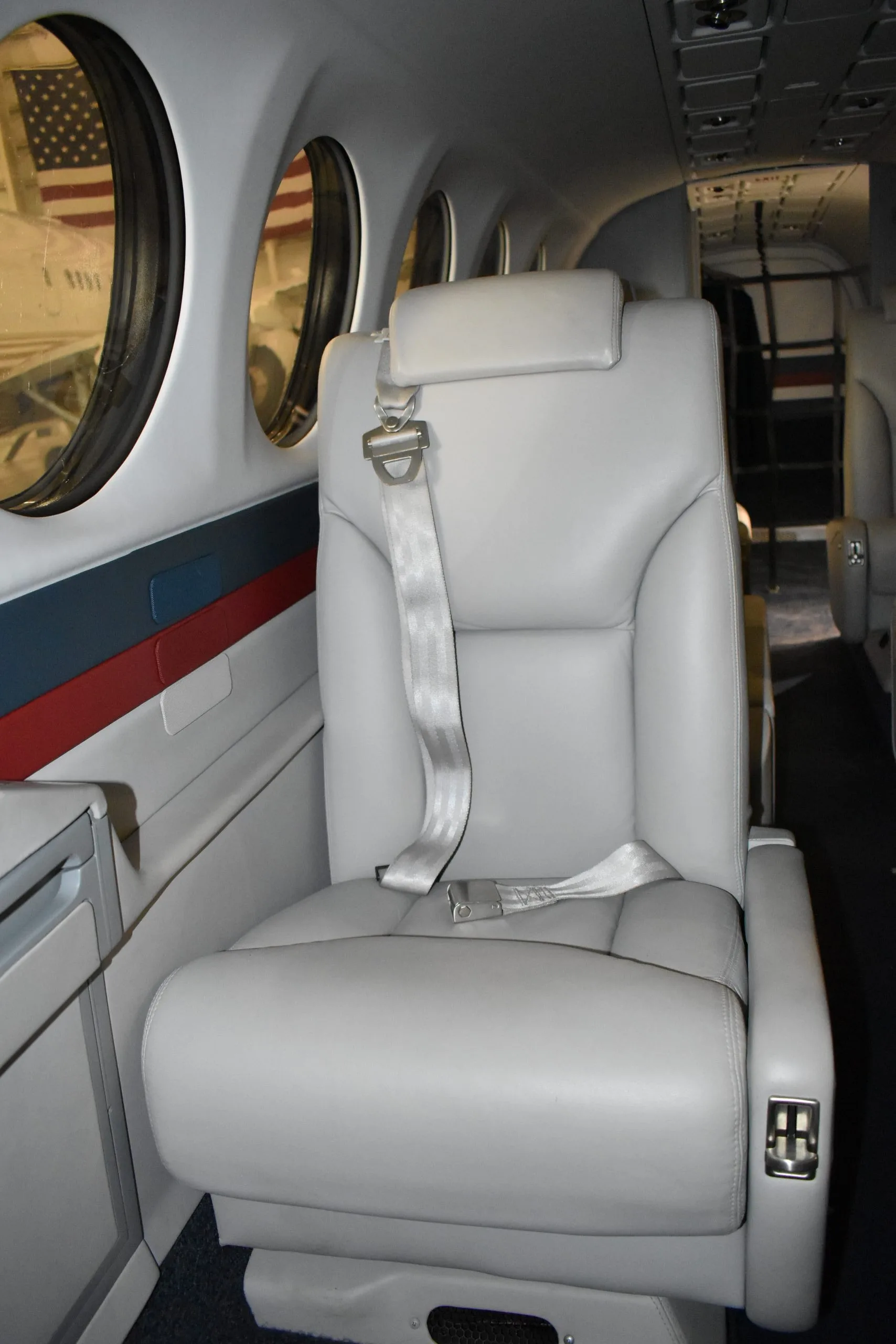 Cabin interior of a 1999 Beechcraft King Air 350.