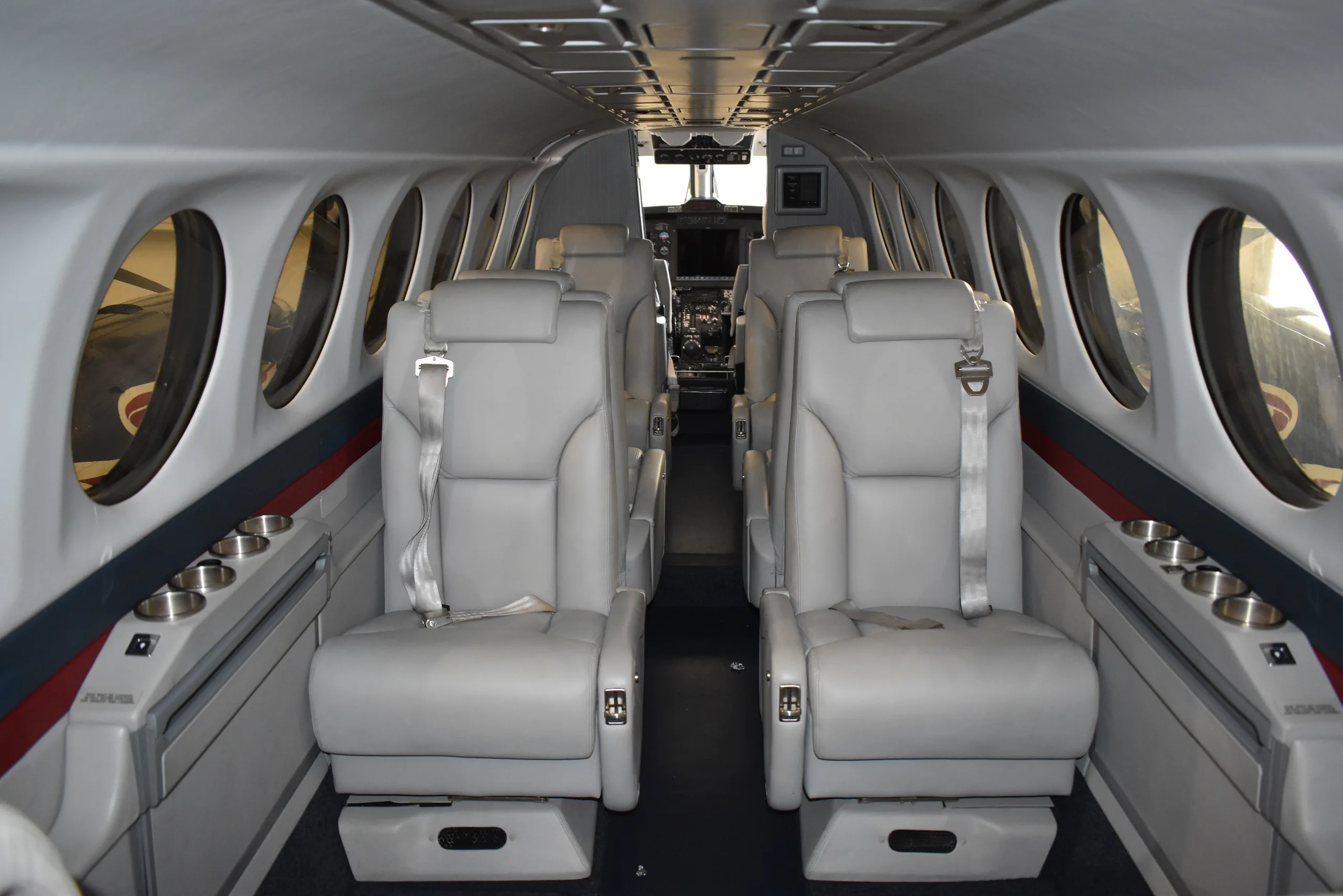 Cabin interior of a 1999 Beechcraft King Air 350.