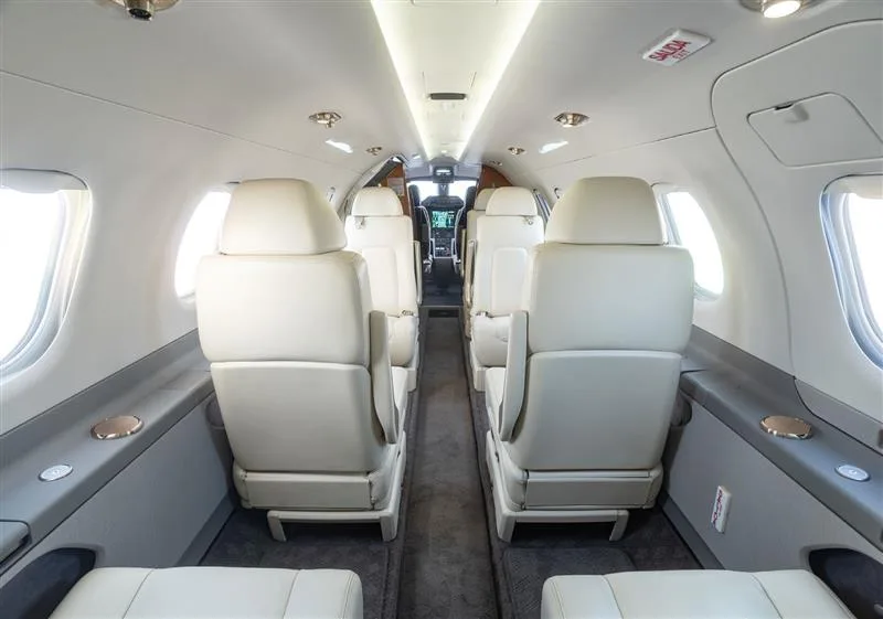 Cabin interior of a 2012 Embraer Phenom 300.
