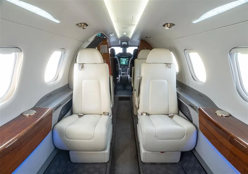 Cabin interior of a 2012 Embraer Phenom 300.