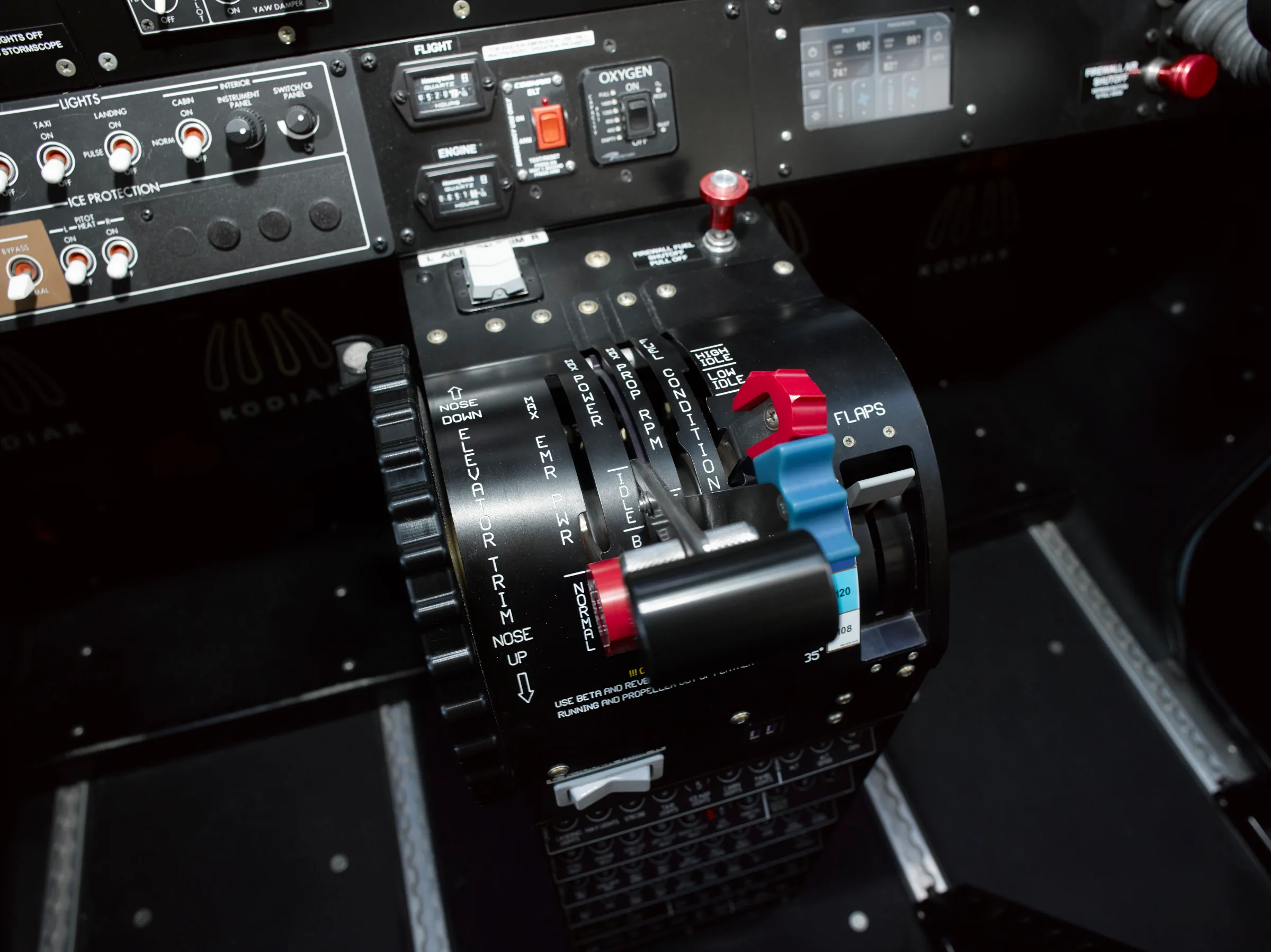 Cockpit and instrument panel of a 2013 Daher Kodiak.
