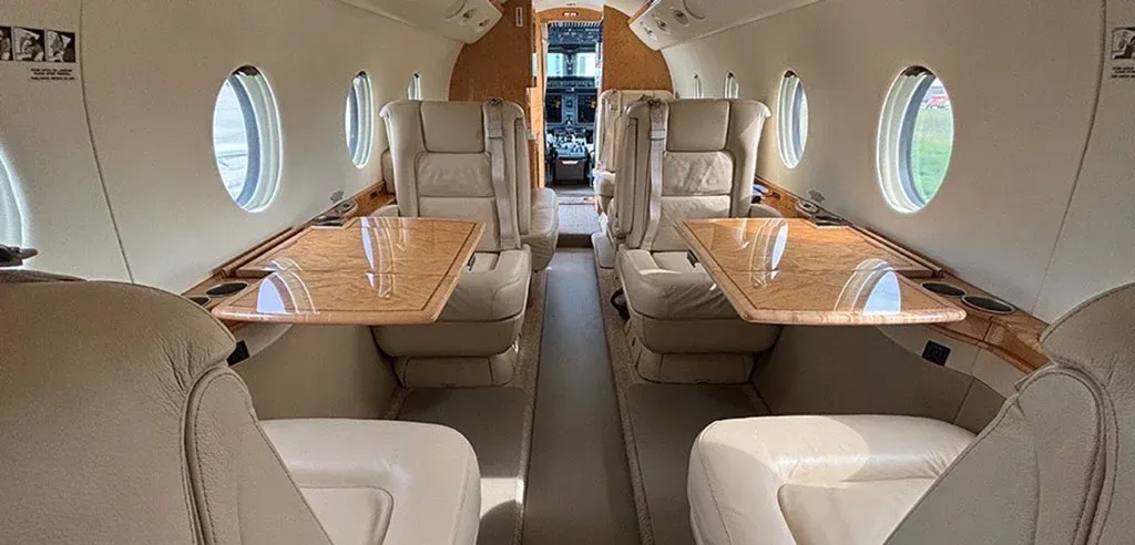 Cabin interior of a 2016 Gulfstream.