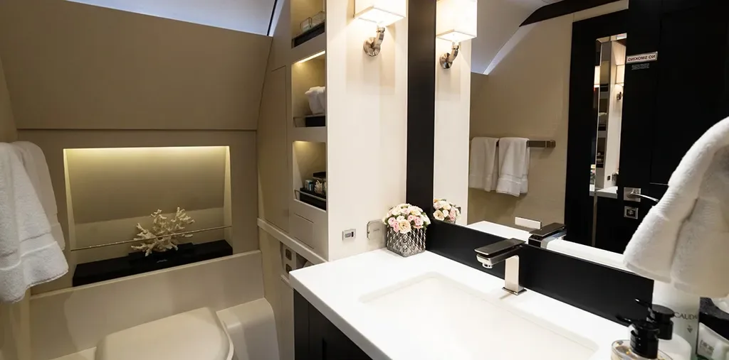 Cabin interior of a 2014 Airbus ACJ320.