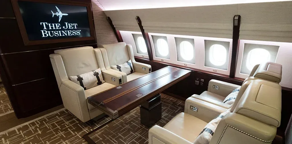 Cabin interior of a 2014 Airbus ACJ320.