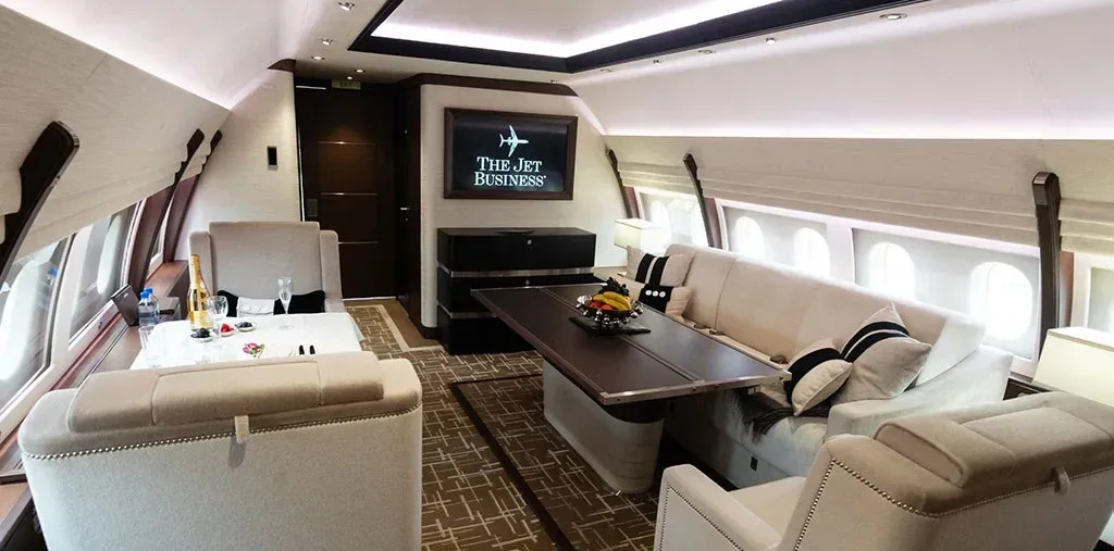 Cabin interior of a 2014 Airbus ACJ320.