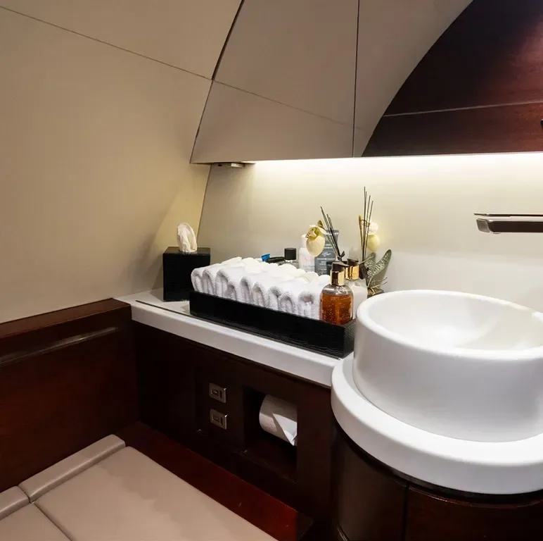 Cabin interior of a 2014 Airbus ACJ320.