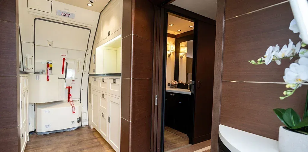 Cabin interior of a 2014 Airbus ACJ320.