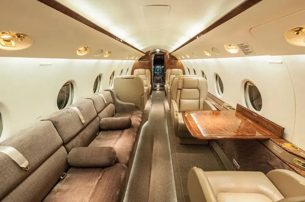 Cabin interior of a 2002 Gulfstream.