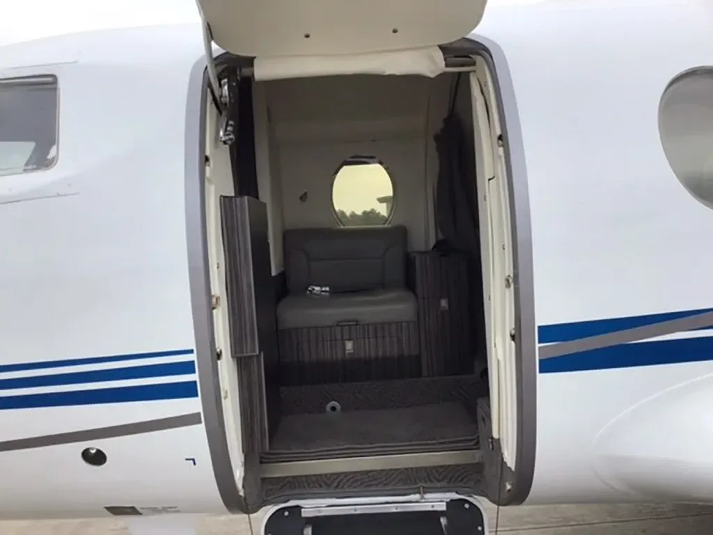 Cabin interior of a 1981 Dassault Falcon.