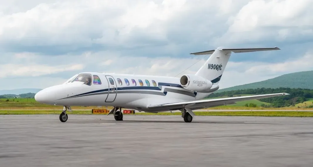 Exterior view of a 2010 Cessna Citation CJ3, N352AV.