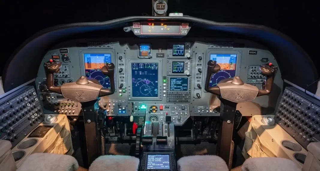 Cockpit and instrument panel of a 2010 Cessna Citation CJ3.