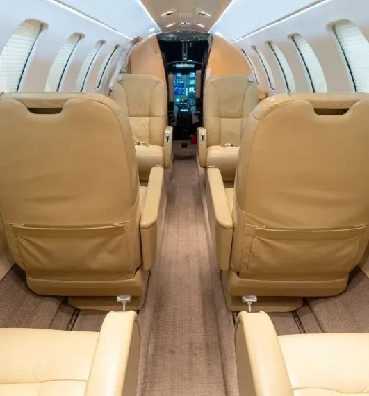 Cabin interior of a 2010 Cessna Citation CJ3.
