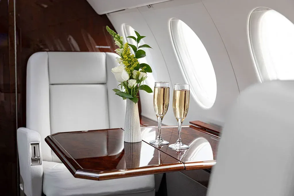 Cabin interior of a 2002 Dassault Falcon.