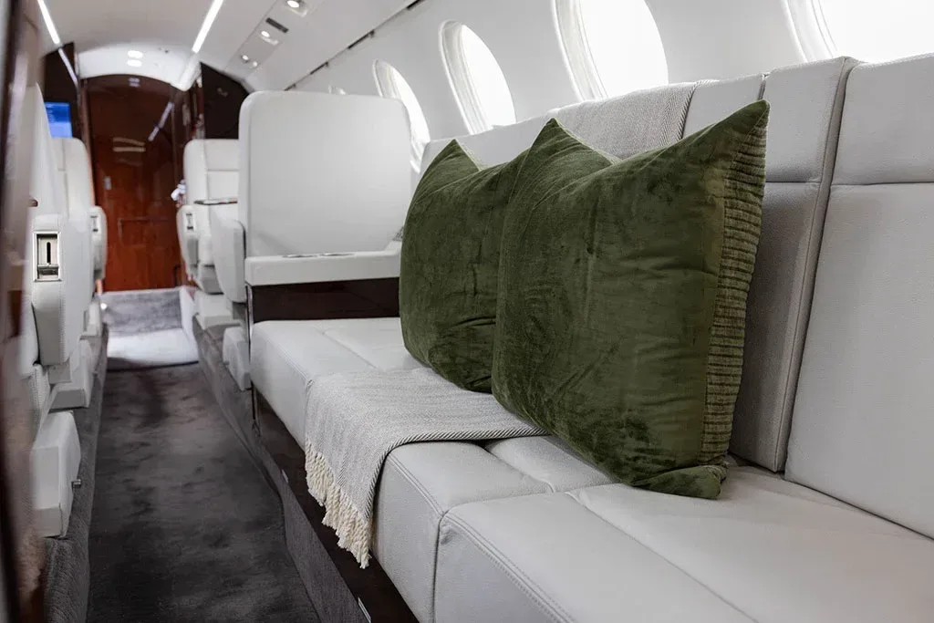 Cabin interior of a 2002 Dassault Falcon.