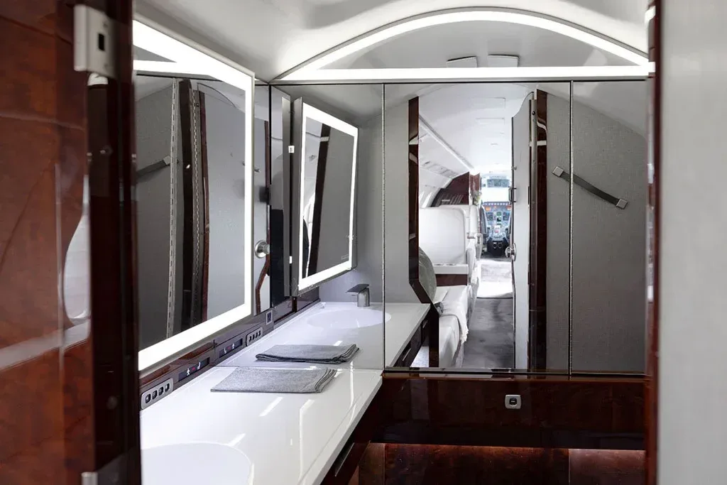 Cabin interior of a 2002 Dassault Falcon.