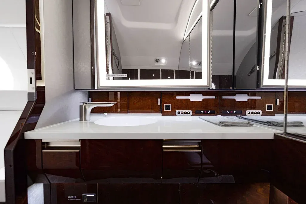 Cabin interior of a 2002 Dassault Falcon.