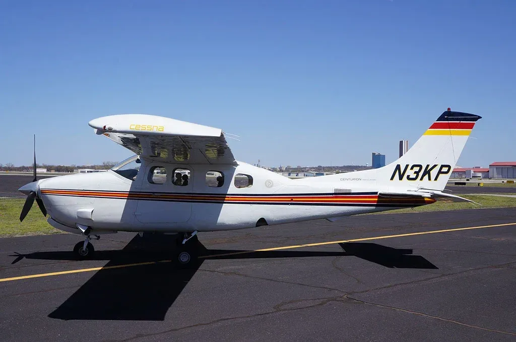 Exterior view of a 1981 Cessna P210N, N3KP.