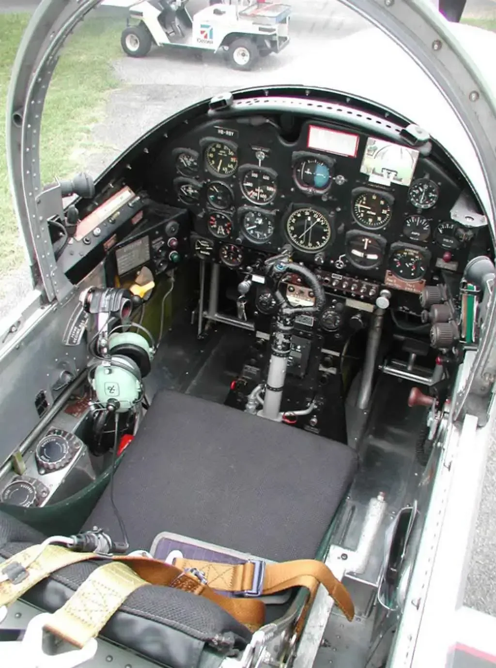 Cockpit and instrument panel of a 1959 Pilatus.