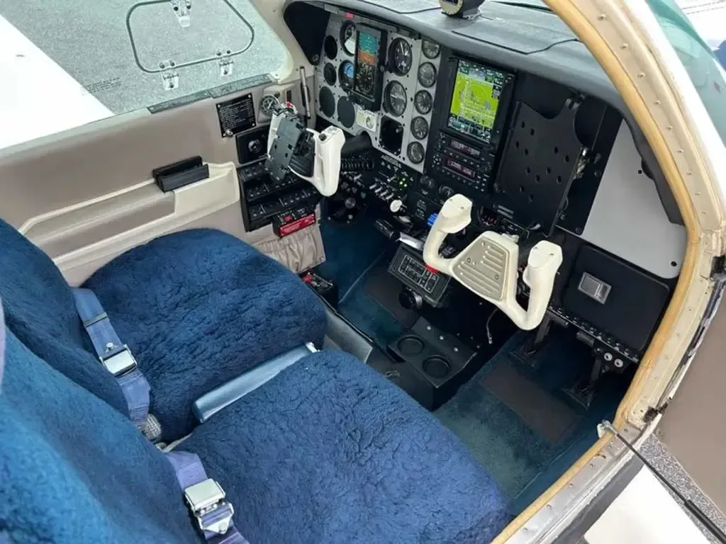 Cockpit and instrument panel of a 1994 Beechcraft Bonanza.