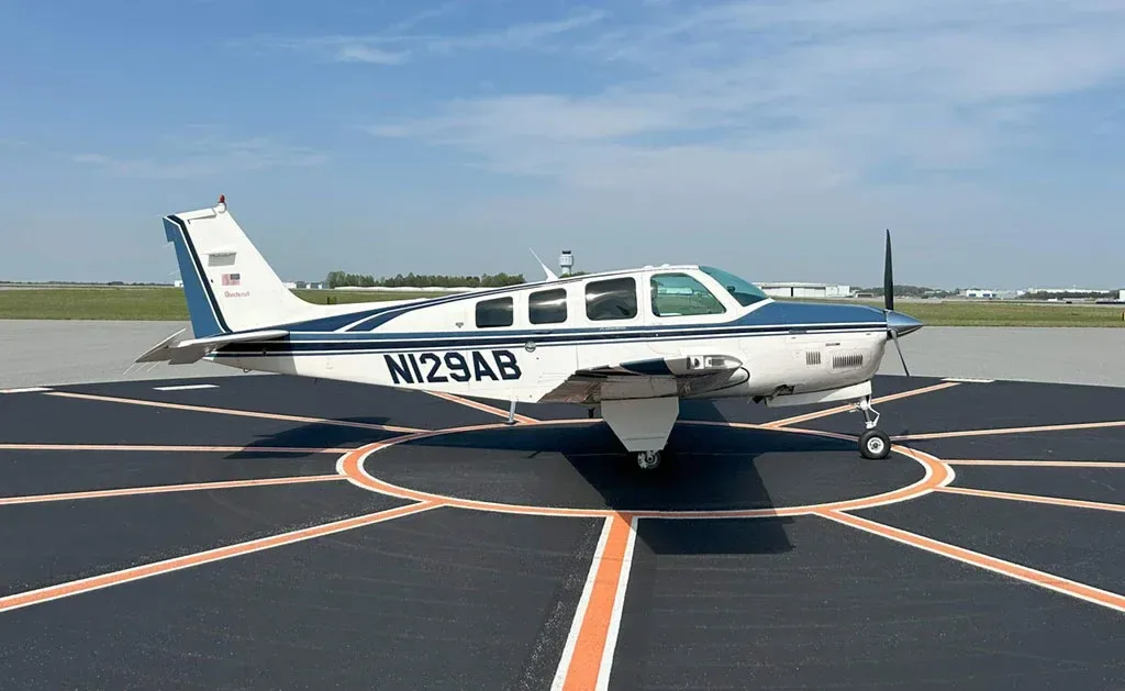 Exterior view of a 1994 Beechcraft Bonanza, EA-561.