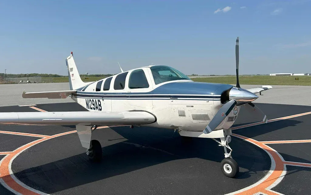 Exterior view of a 1994 Beechcraft Bonanza, EA-561.