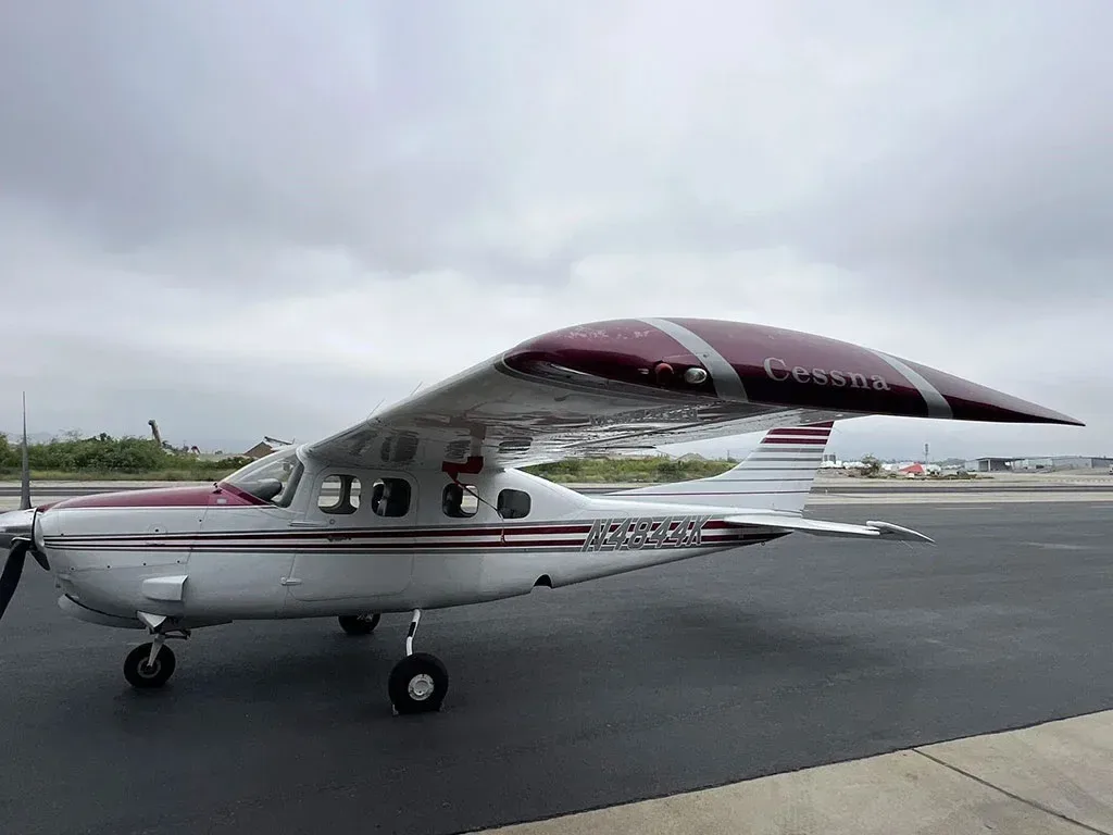 Exterior view of a 1979 Cessna P210N, N4844K.