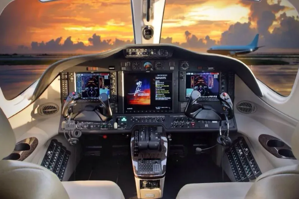 Cockpit and instrument panel of a 2010 Cessna Citation.