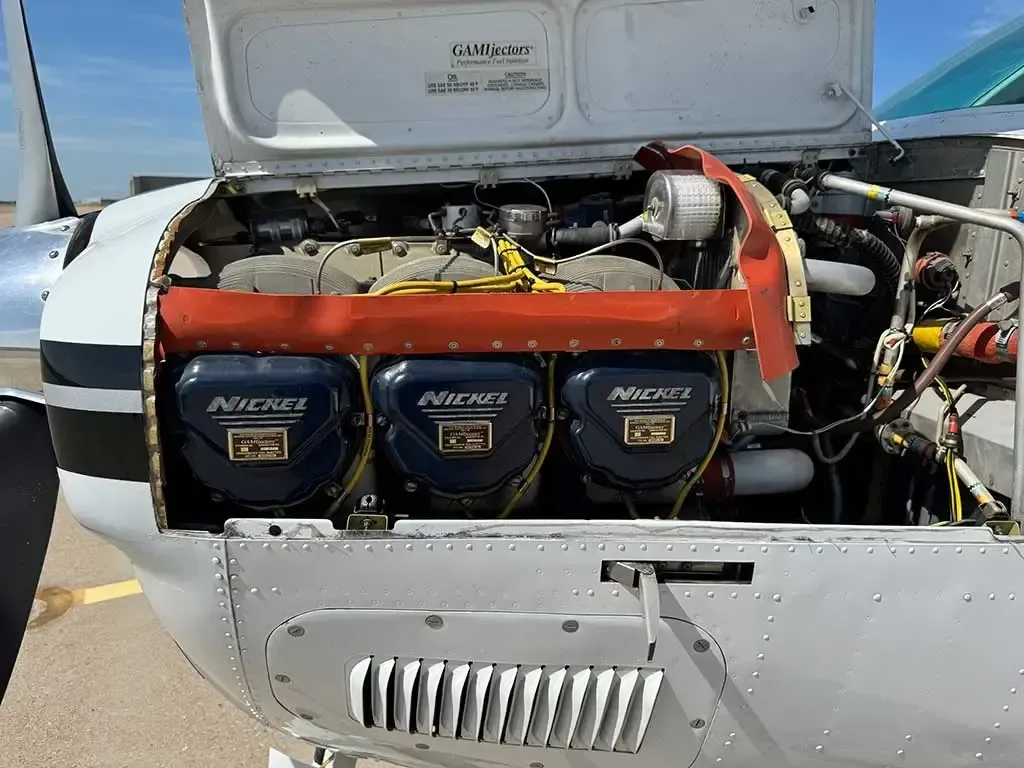 Engine detail of a 1994 Beechcraft Bonanza.