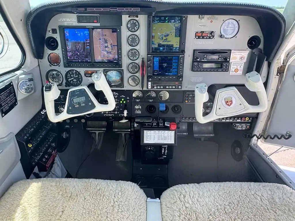 Cockpit and instrument panel of a 1994 Beechcraft Bonanza.