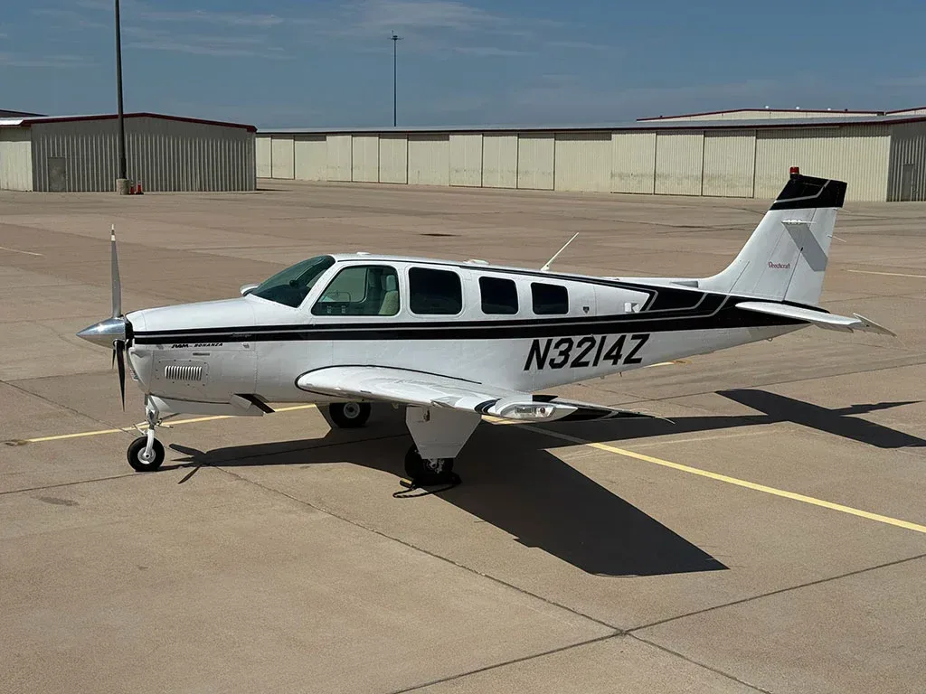 Cockpit and instrument panel of a 1994 Beechcraft Bonanza.