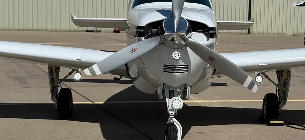 Engine detail of a 1994 Beechcraft Bonanza.