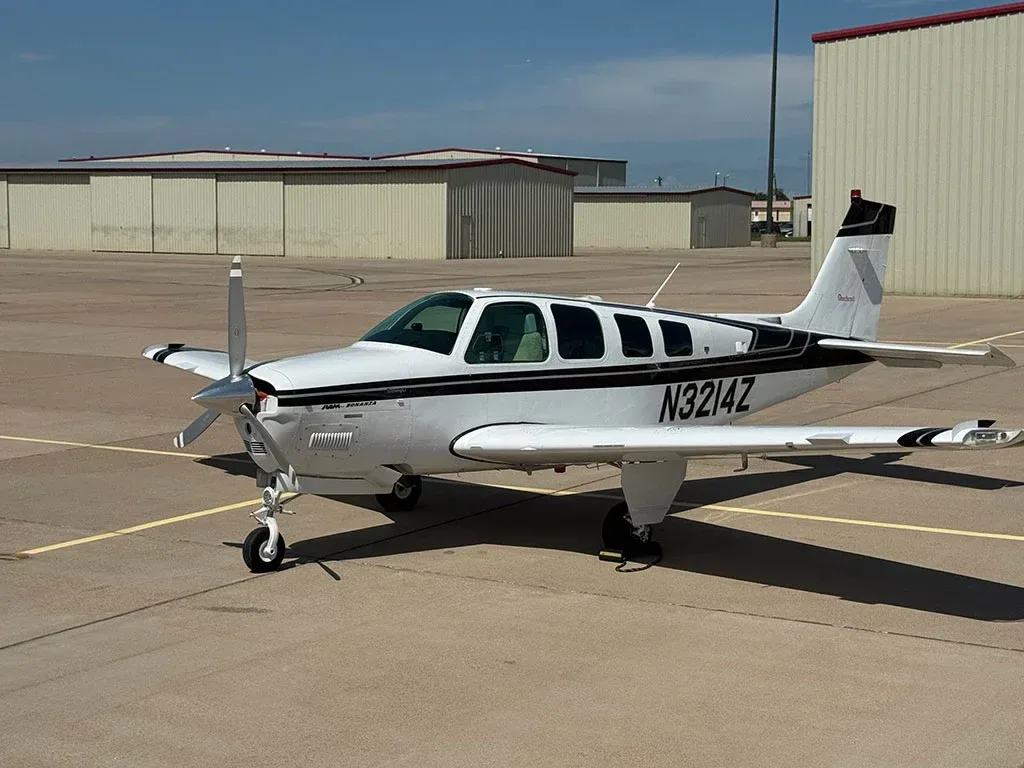 Exterior view of a 1994 Beechcraft Bonanza, E-2911.