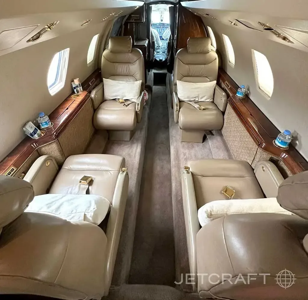Cabin interior of a 1998 Cessna Citation VII.