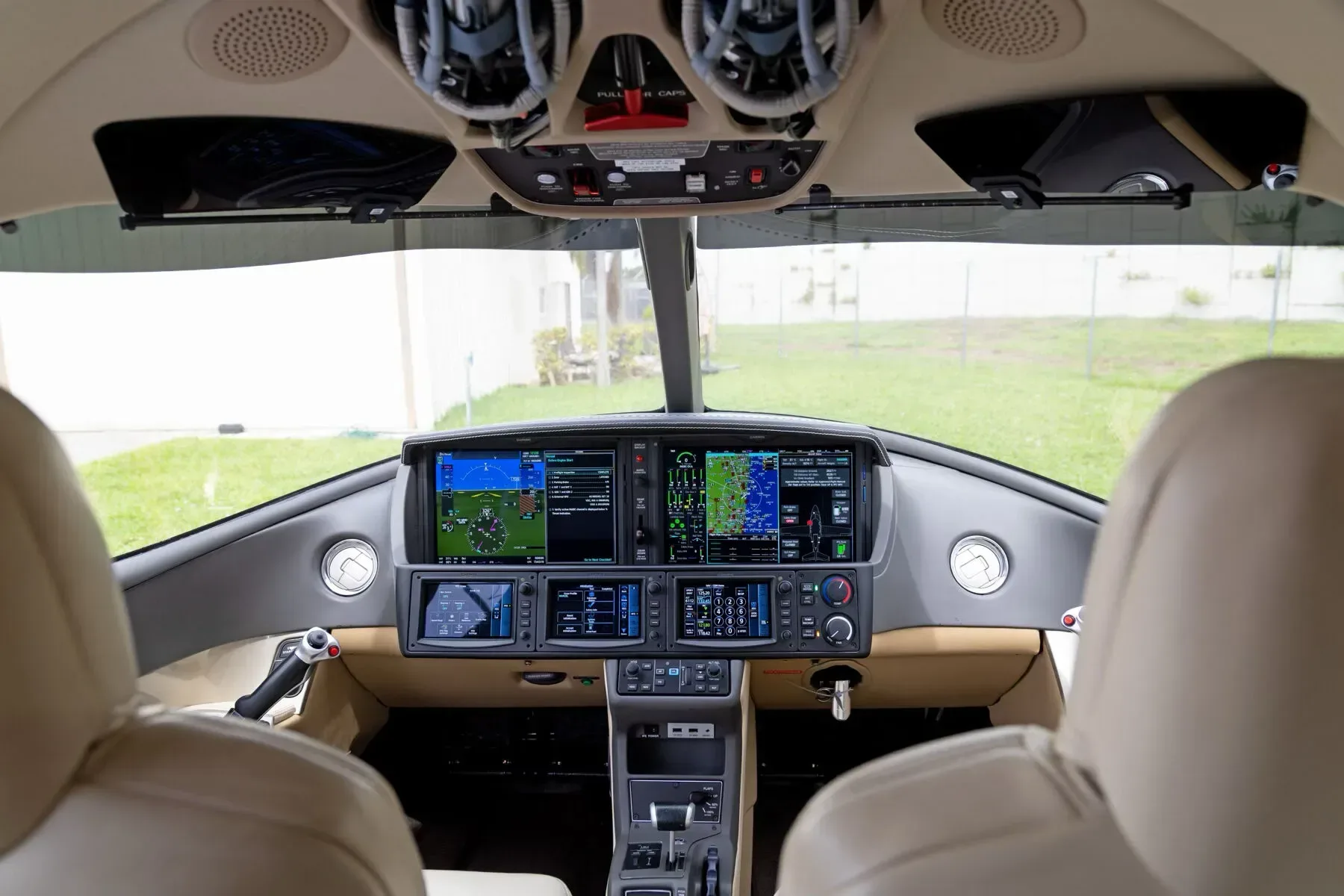 Cockpit and instrument panel of a 2019 Cirrus Vision.