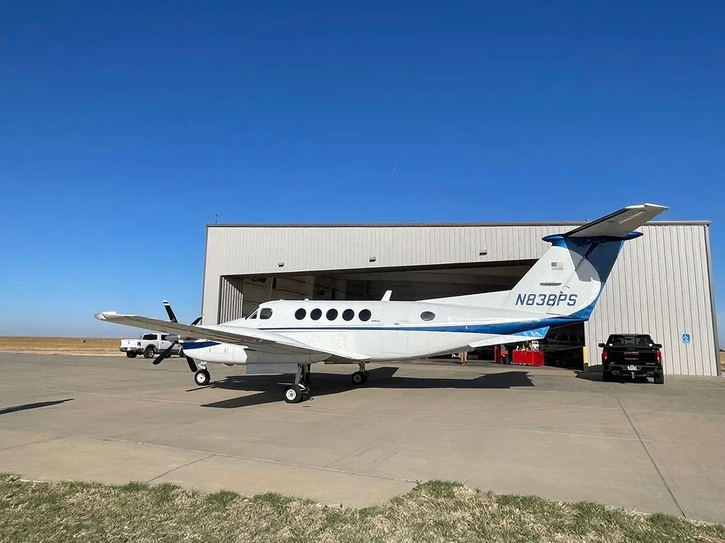 Exterior view of a 1982 Beechcraft King Air, BB-1084.