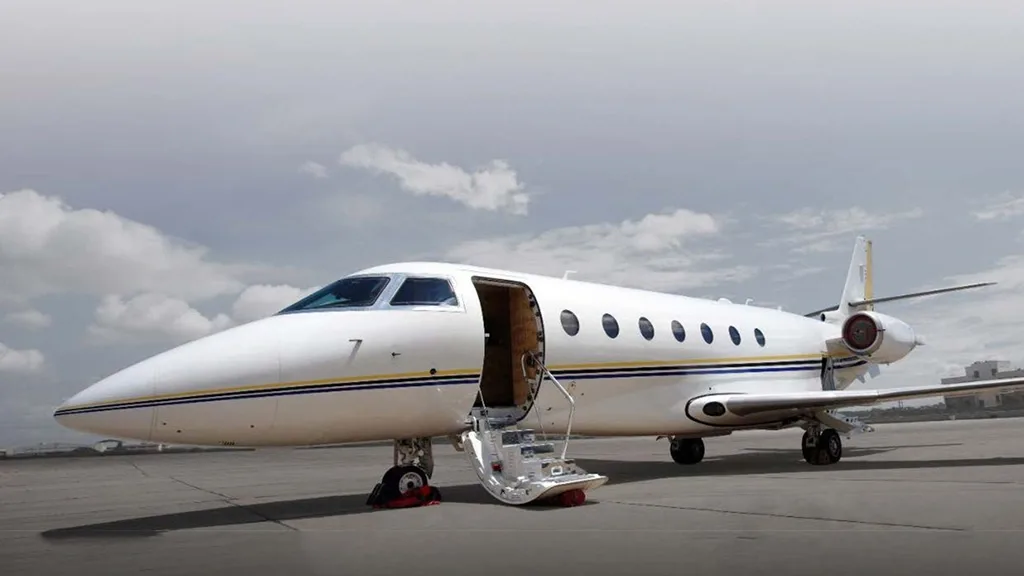 Cabin interior of a 2011 Gulfstream G200.