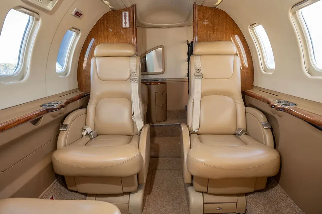 Cabin interior of a 2001 Learjet 45 SN.