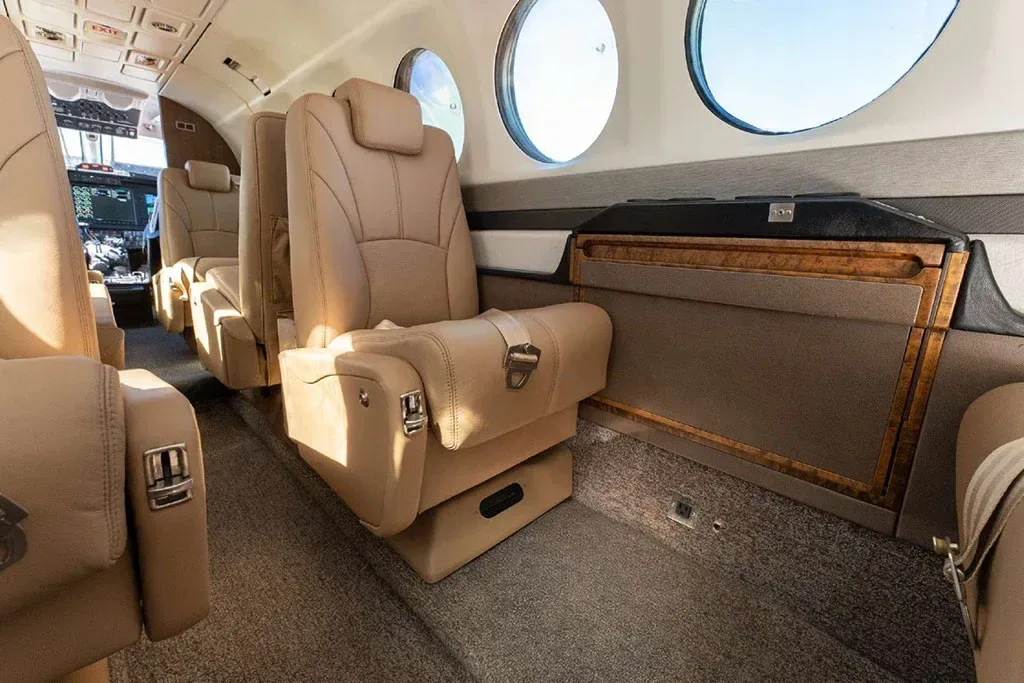 Cabin interior of a 1998 Beechcraft King Air 350 SN.