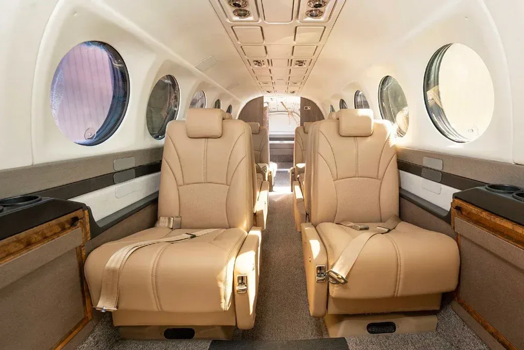 Cabin interior of a 1998 Beechcraft King Air 350 SN.