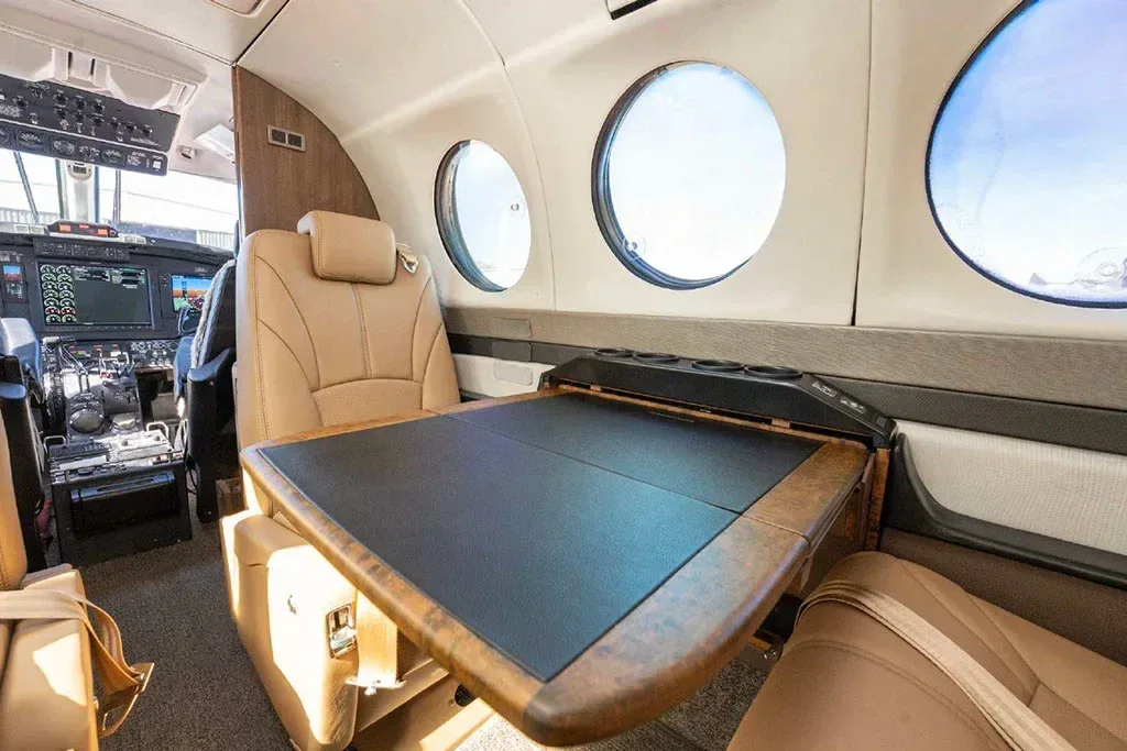 Cabin interior of a 1998 Beechcraft King Air 350 SN.