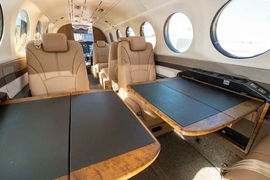 Cabin interior of a 1998 Beechcraft King Air 350 SN.
