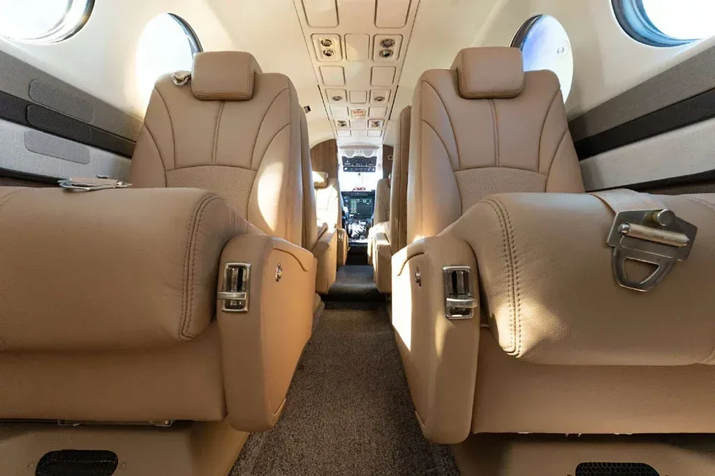 Cabin interior of a 1998 Beechcraft King Air 350 SN.