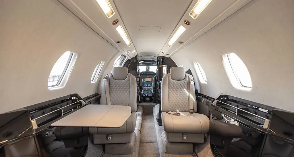 Cabin interior of a 2014 Cessna Citation Sovereign+.